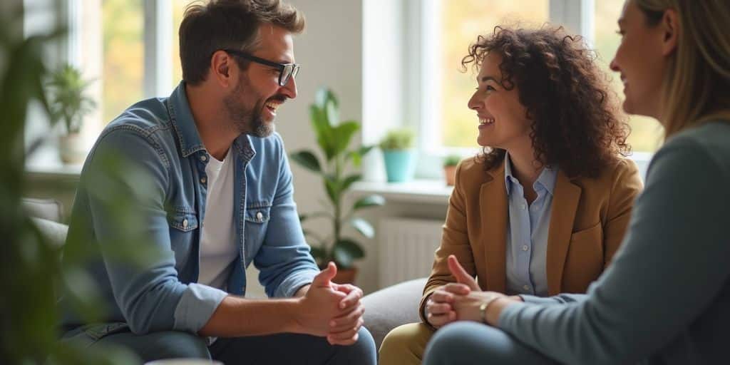Coaching session between a professional and a client.