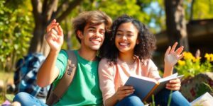 Young adult creatively exploring nature for personal growth.
