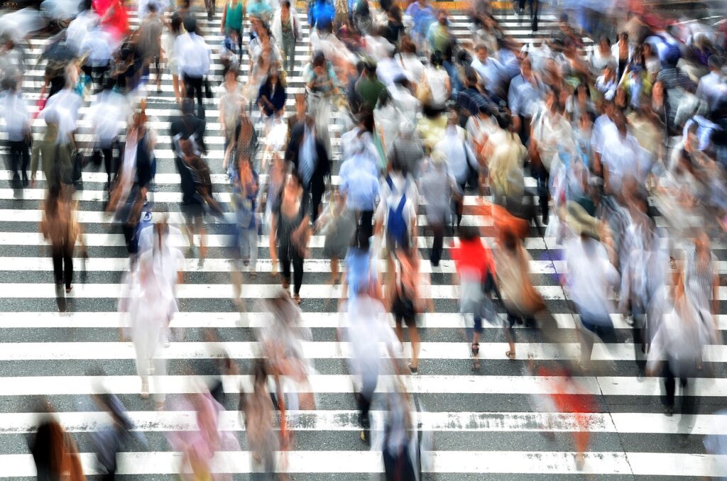 pedestrians, people, busy, movement, hectic, osaka, city, japan, street, asia, crowded, crossing, walking, people, people, people, people, people - Famous People with ADHD UK